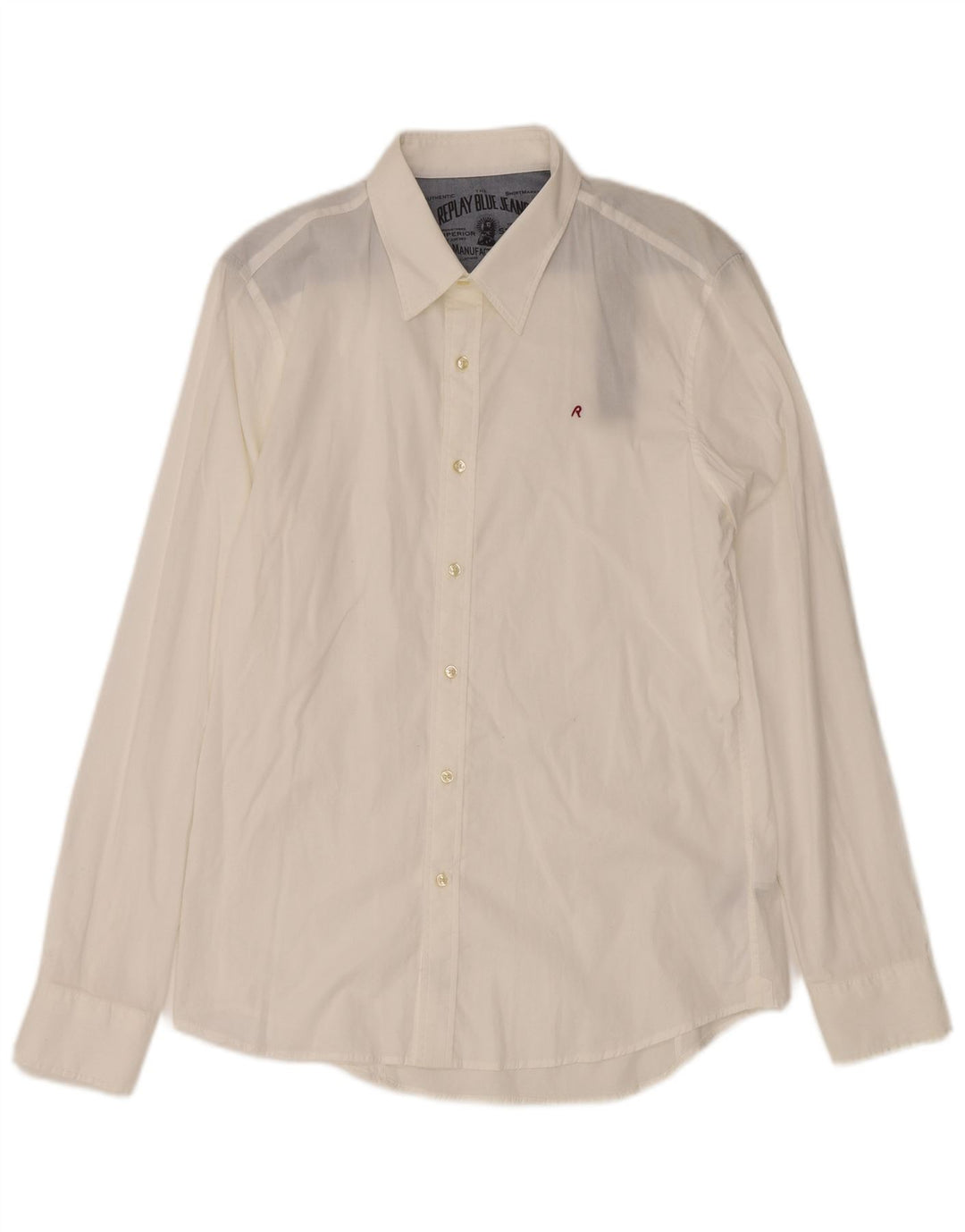 REPLAY Camisa Hombre Mediana Blanco Algodón