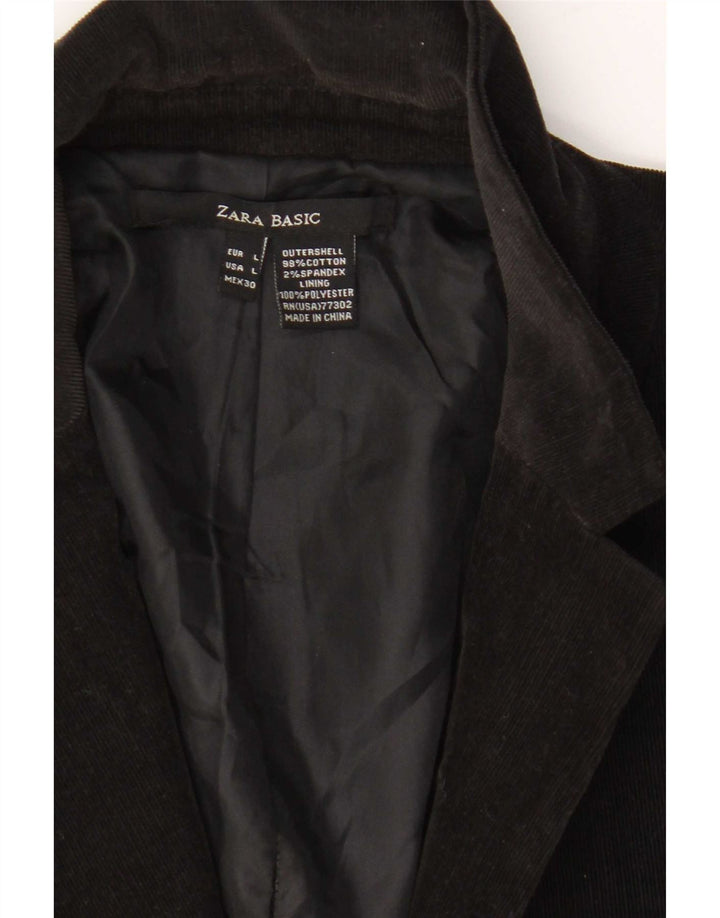 Zara Chaqueta Blazer De Pana Con 1 Botón Para Mujer UK 44 Grande Algodón Negro