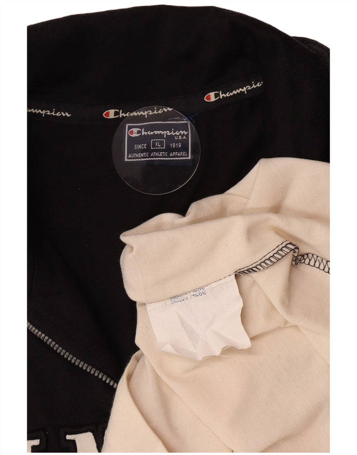 Champion Top de chándal con gráfico y cuello con cremallera para hombre XL Bloque de color negro