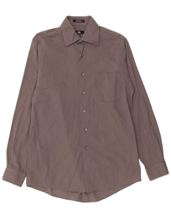 Camisa Calvin Klein para hombre talla 15 algodón a rayas gris medio