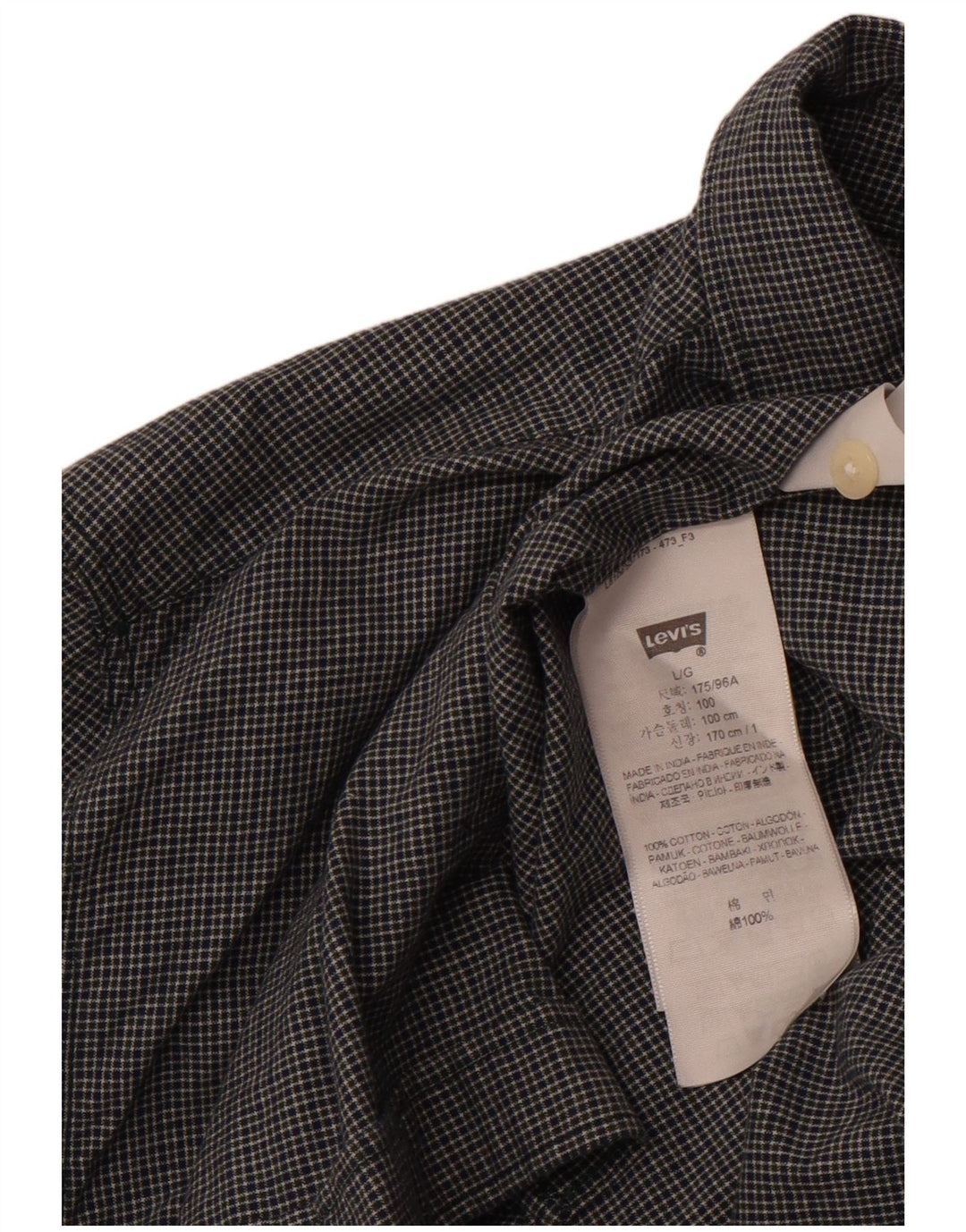 LEVI'S Camisa ajustada para hombre de algodón a cuadros azul marino grande