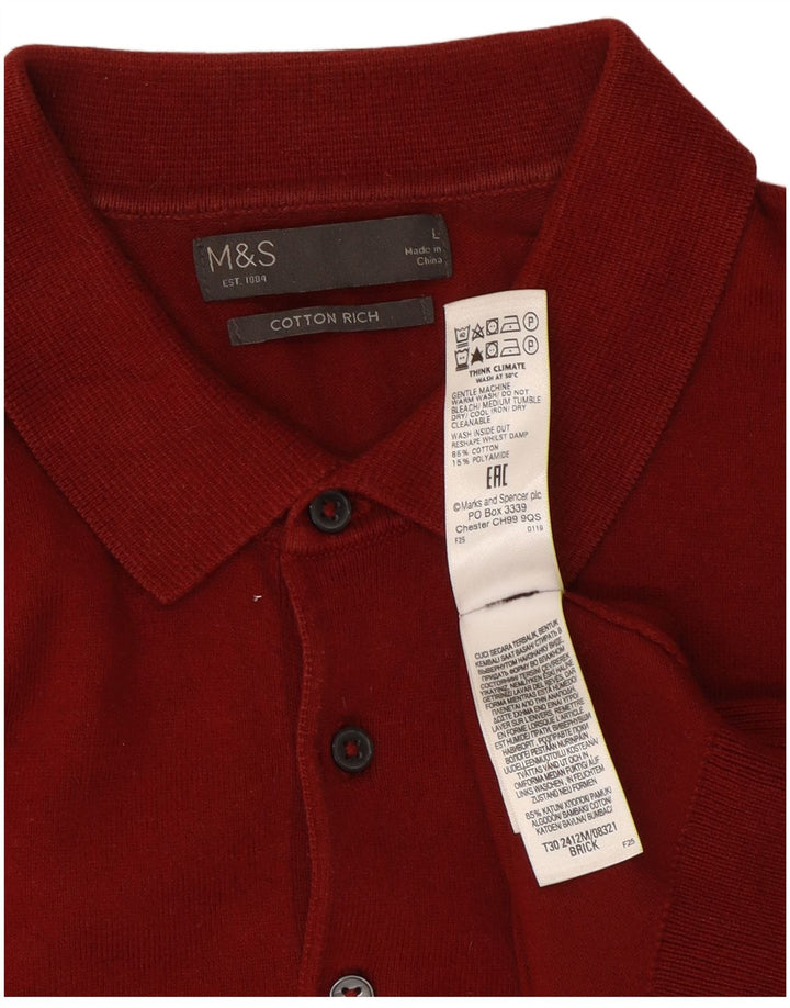 Marks & Spencer Polo para hombre grande de algodón rojo