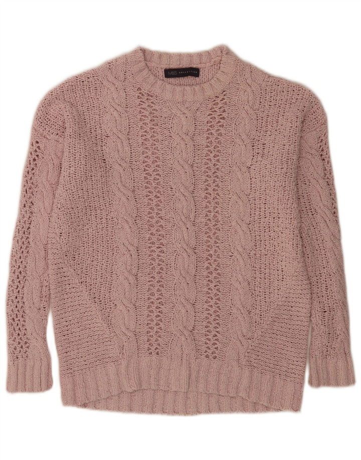 Marks & Spencer Suéter de Cuello Redondo de Gran tamaño para Mujer UK 10 Small Pink