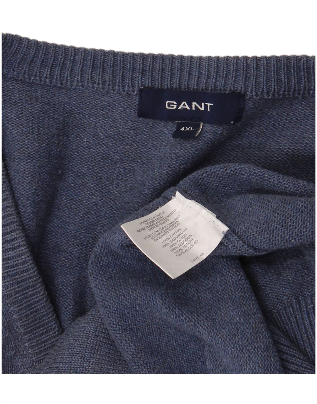 GANT Jersey con Cuello en V para Hombre 4XL Azul Marino Algodón