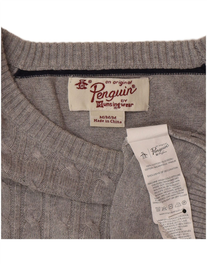 Penguin Hombre Jersey Con Cuello Barco Jersey De Algodón Gris Medio