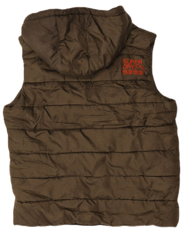 Superdry Chaleco acolchado con capucha para hombre UK 44 2XL Poliéster caqui