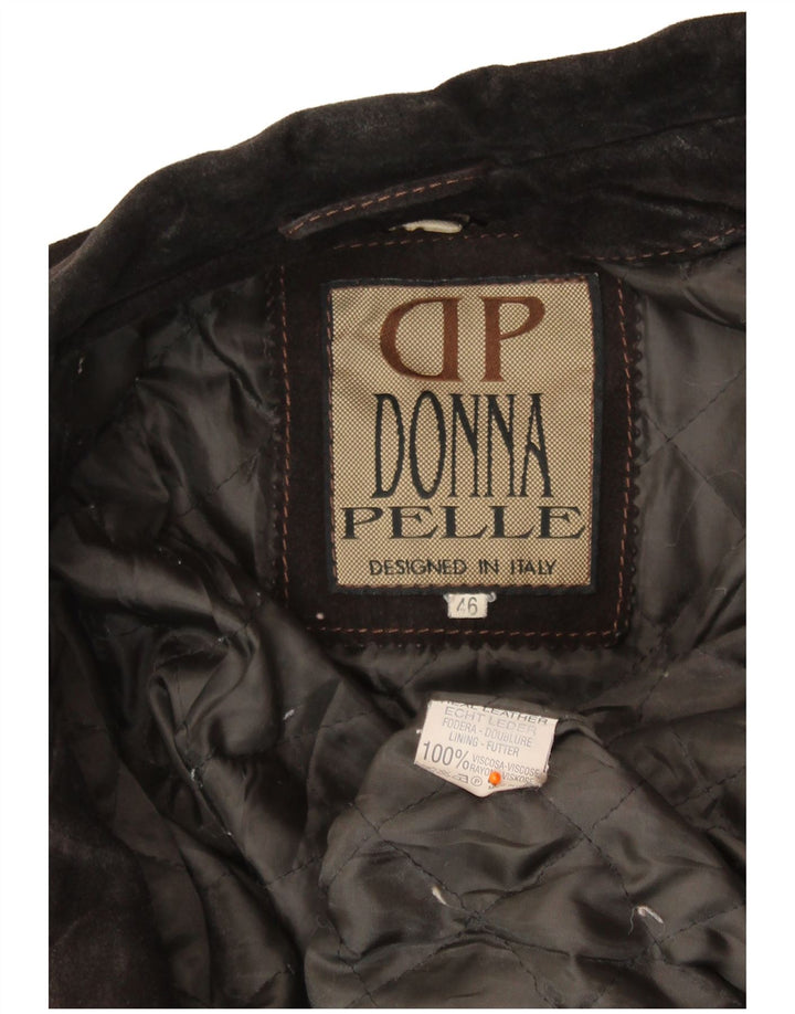 VINTAGE Chaqueta de ante para mujer IT 46 Cuero marrón grande