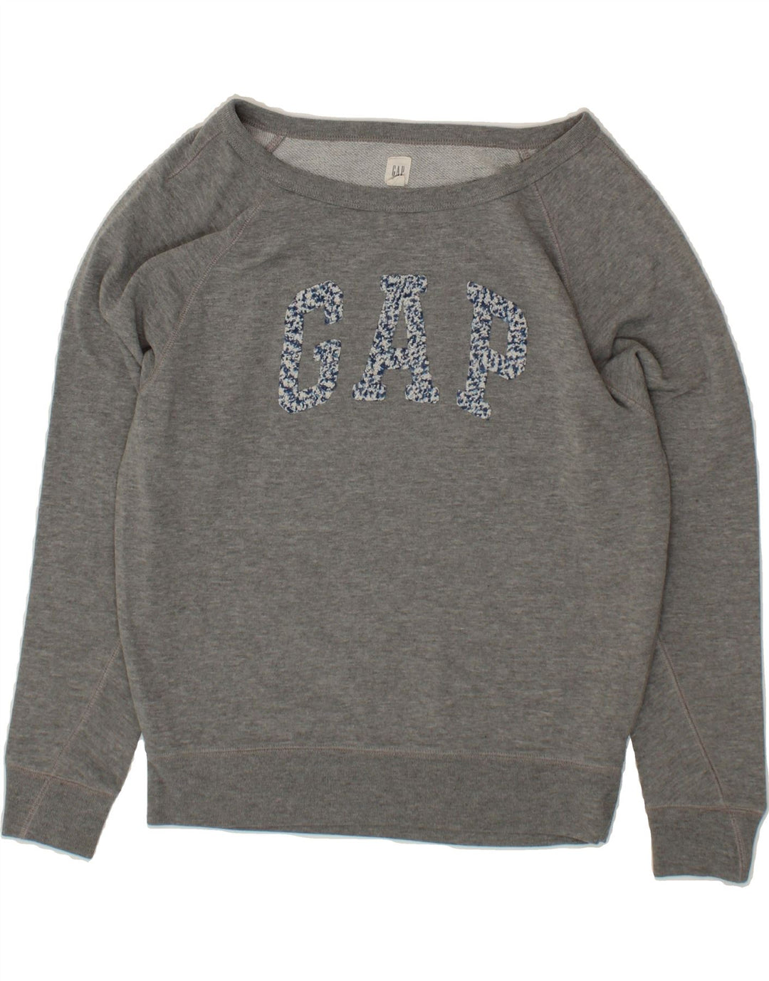 GAP Womens Oversized Graphic Sweatshirt Jumper UK 2 2XS Grey Cotton Vintage Gap and Second-Hand Gap from Messina Hembry 