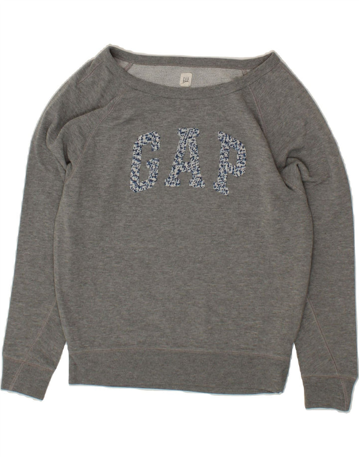 GAP Womens Oversized Graphic Sweatshirt Jumper UK 2 2XS Grey Cotton Vintage Gap and Second-Hand Gap from Messina Hembry 