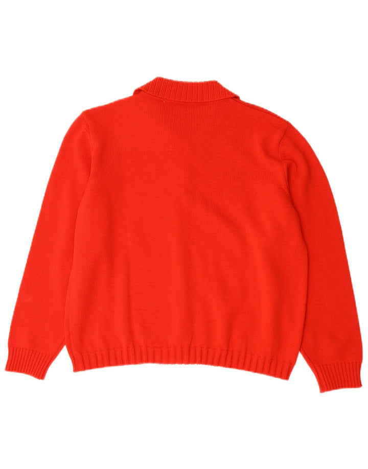 Vintage mujer Cardigan suéter Reino Unido 14 medio rojo merino lana