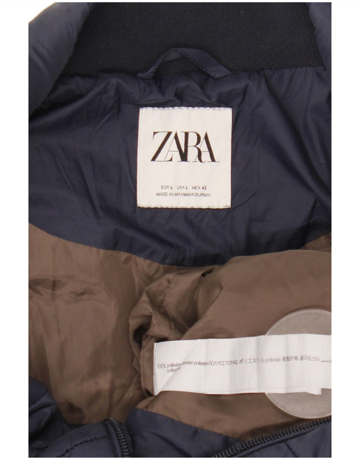 Zara Mens Chaleco Acolchado Reino Unido 40 Grande Azul Marino Poliéster
