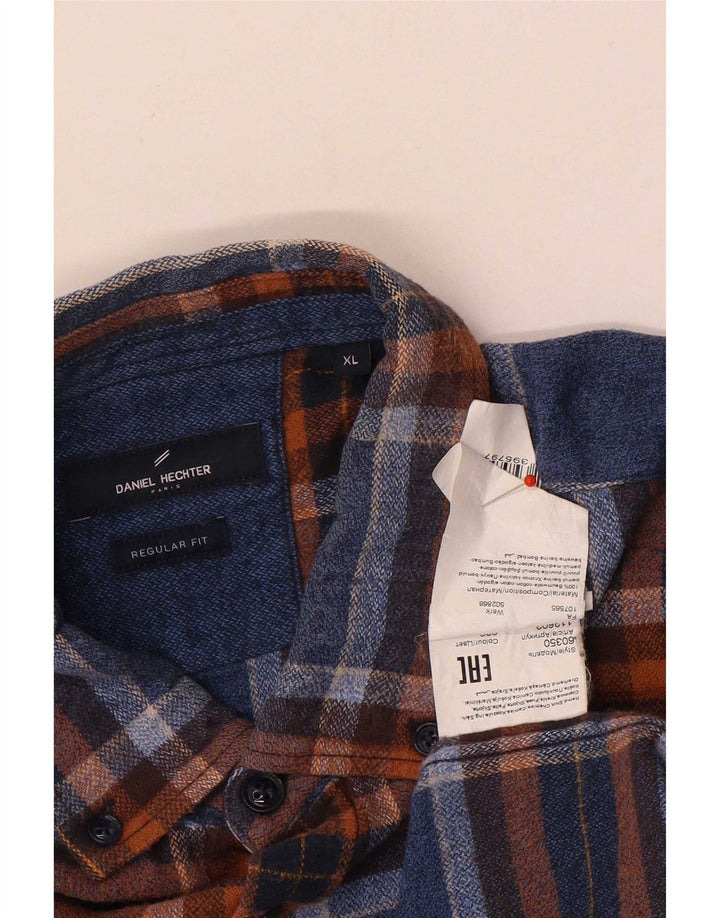 Daniel Hechter Camisa de franela de corte regular para hombre XL Algodón a cuadros azul marino