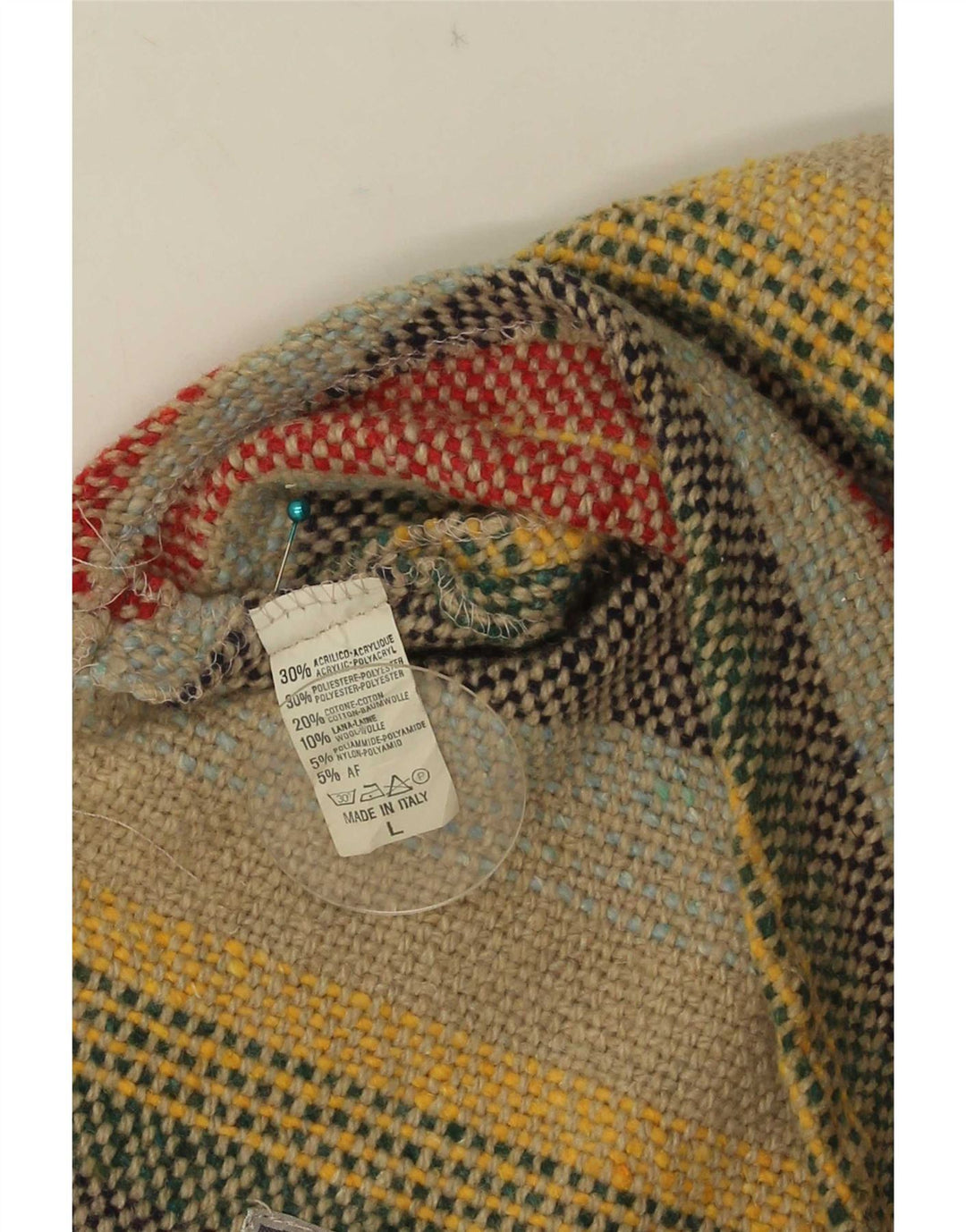 Chaleco vintage para hombre grande acrílico a rayas multicolores