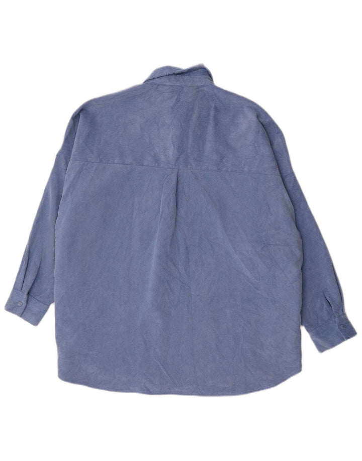 Zara Mujer Camisa De Pana Extragrande UK 46 Poliéster Azul Grande
