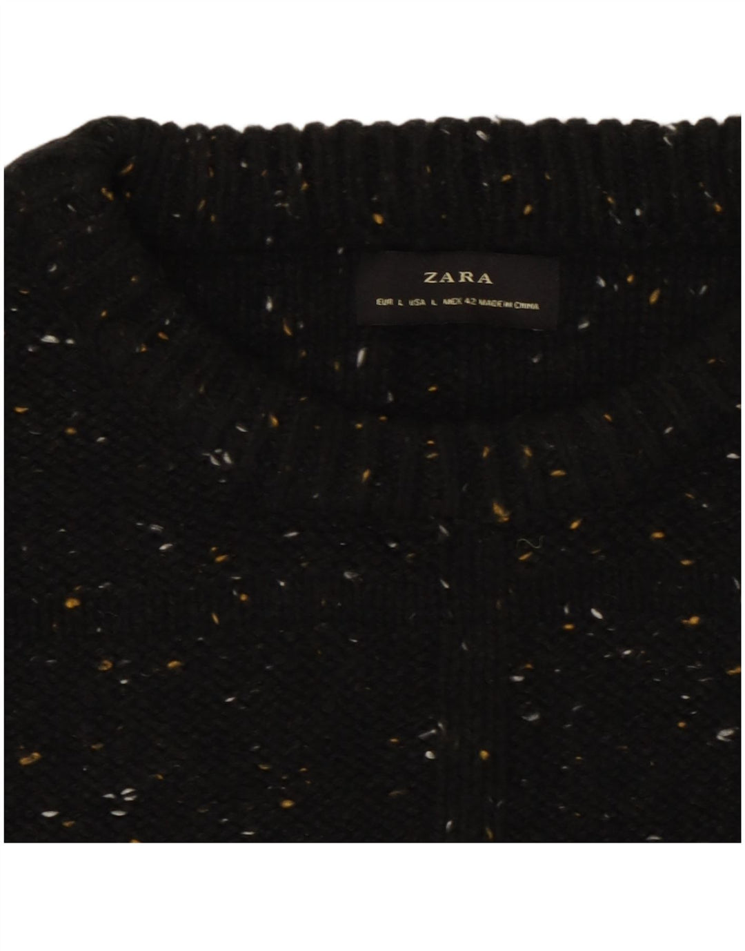 Zara Hombre Jersey De Cuello Redondo Jersey Grande De Algodón Moteado Negro