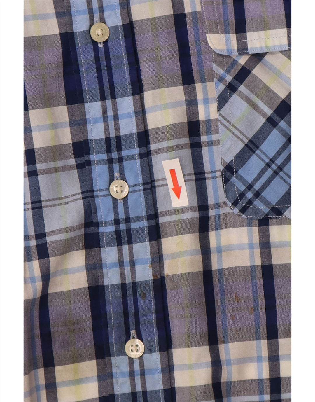 Nautica Camisa de manga corta para hombre de algodón a cuadros azules grandes