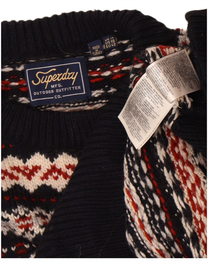 Superdry Suéter tipo jersey con cuello redondo para mujer, talla 40, talla grande, multicolor