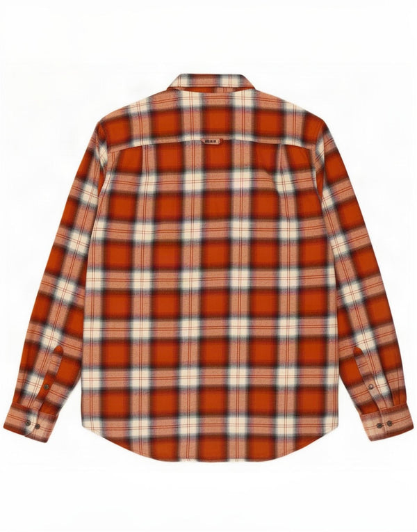 Superdry Camisa de franela Worker Wear para hombre con cuadros naranja mediano