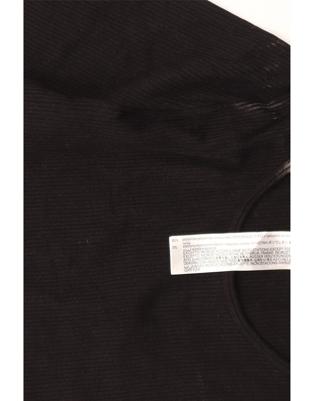 Zara Mujer Crop Top Manga Larga UK 4 XS Negro Poliamida