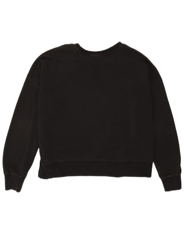 Puma Mujer Oversize Crop Graphic Sudadera Jumper UK 6 XS Algodón Negro