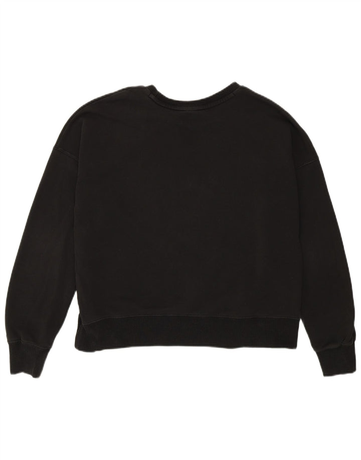 Puma Mujer Oversize Crop Graphic Sudadera Jumper UK 6 XS Algodón Negro