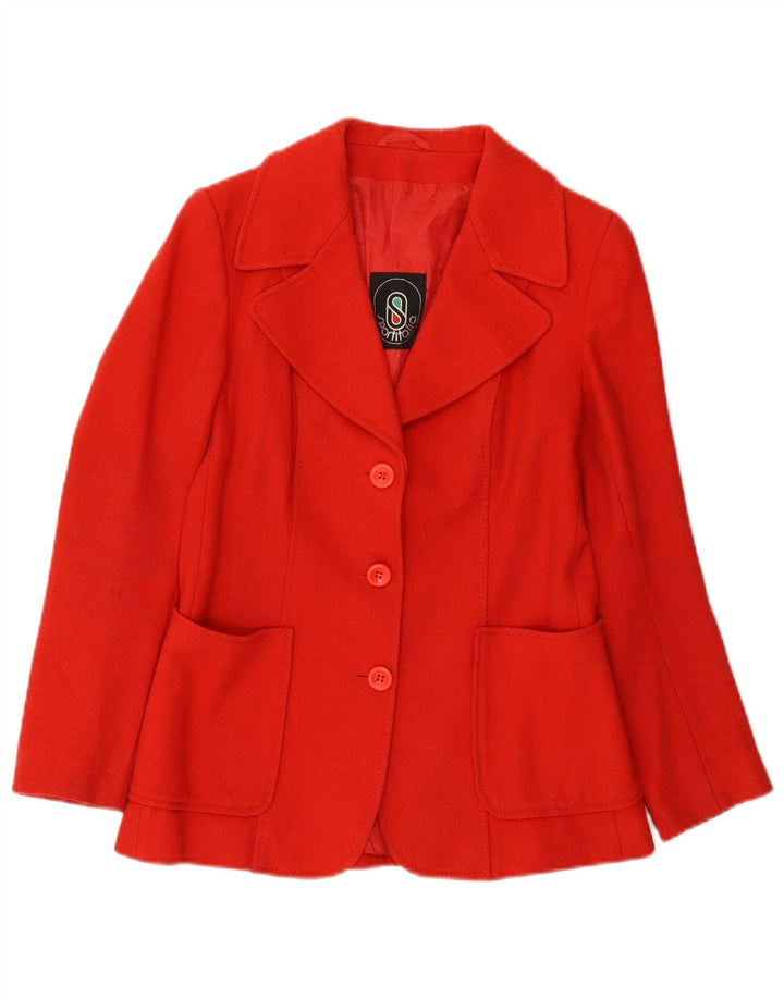 Vintage mujer 3 botones Blazer chaqueta Reino Unido 10 pequeño rojo