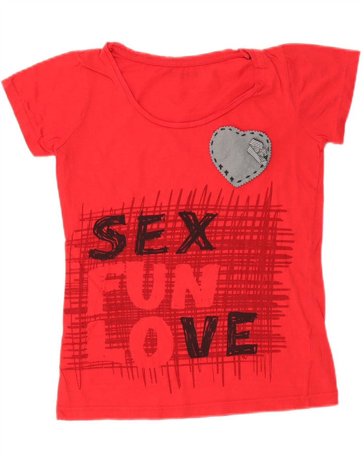DESIGUAL Camiseta gráfica para mujer Top UK 10 Small Red Cotton