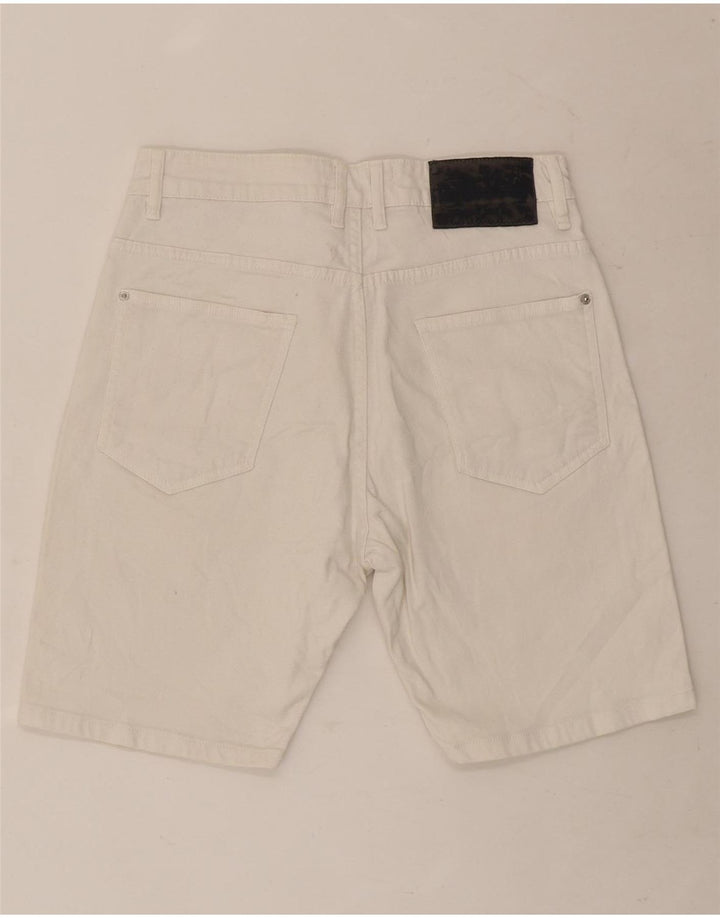 Zara Pantalones cortos de mezclilla para hombre EU 38 Small W30 Algodón blanco