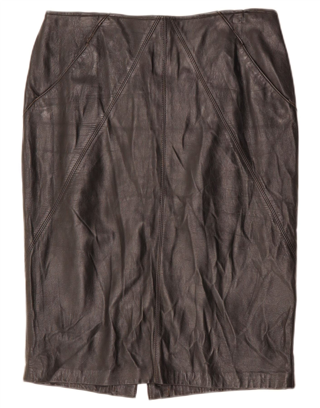 VINTAGE Falda de cuero para mujer W32 Grande Negro