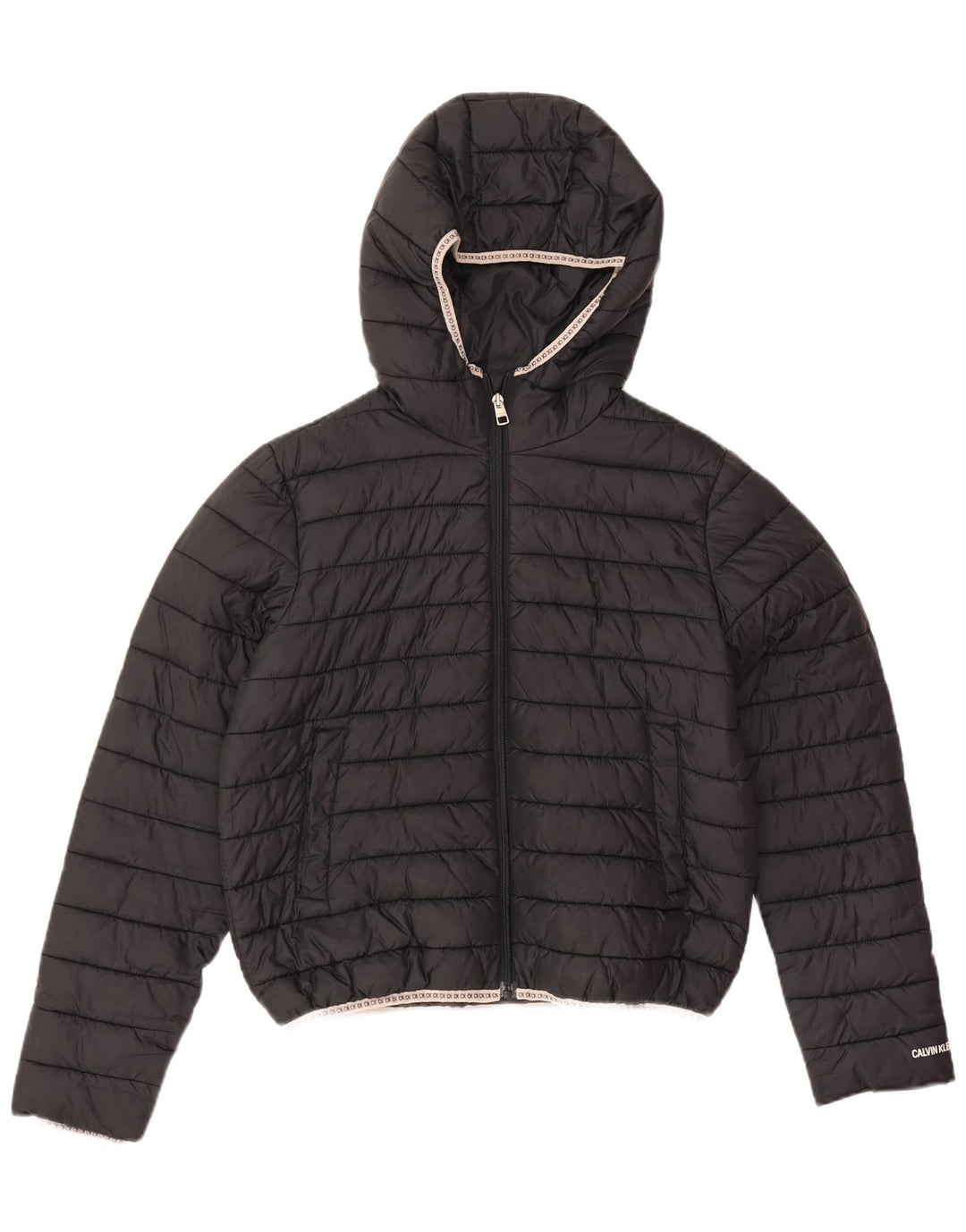 Calvin Klein Jeans Chaqueta Acolchada Extragrande con Capucha para Mujer UK 10 Small Black