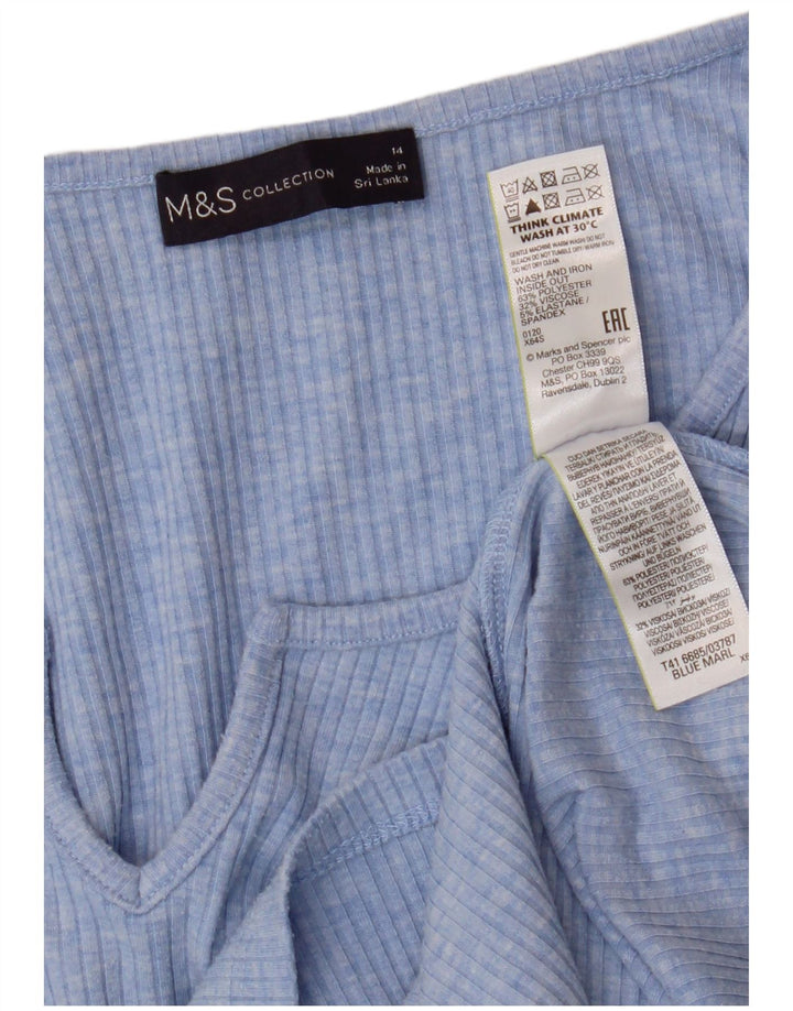 Marks & Spencer Top para mujer de manga larga UK 44 Poliéster azul grande
