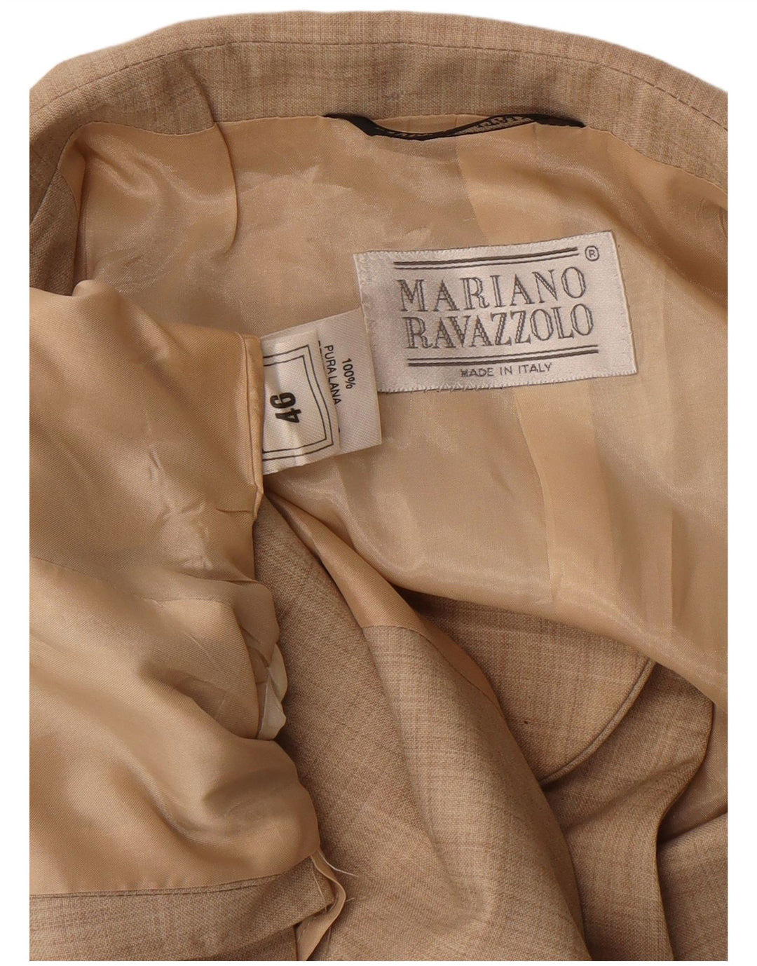 Ravazzolo Chaqueta tipo blazer de 2 botones para hombre IT 46 Small Beige Lana virgen