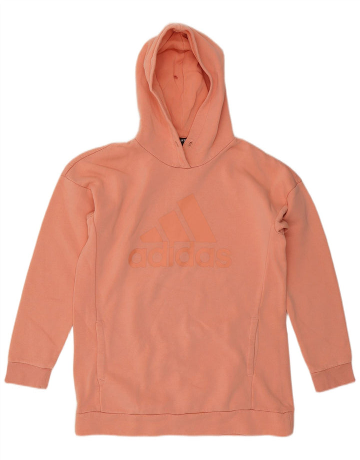 ADIDAS Sudadera con capucha gráfica de gran tamaño para mujer Reino Unido 8/10 Pequeño Algodón naranja