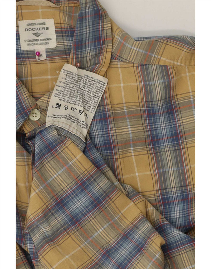 Camisa Dockers Hombre Algodón Cuadros Amarillo Mediano