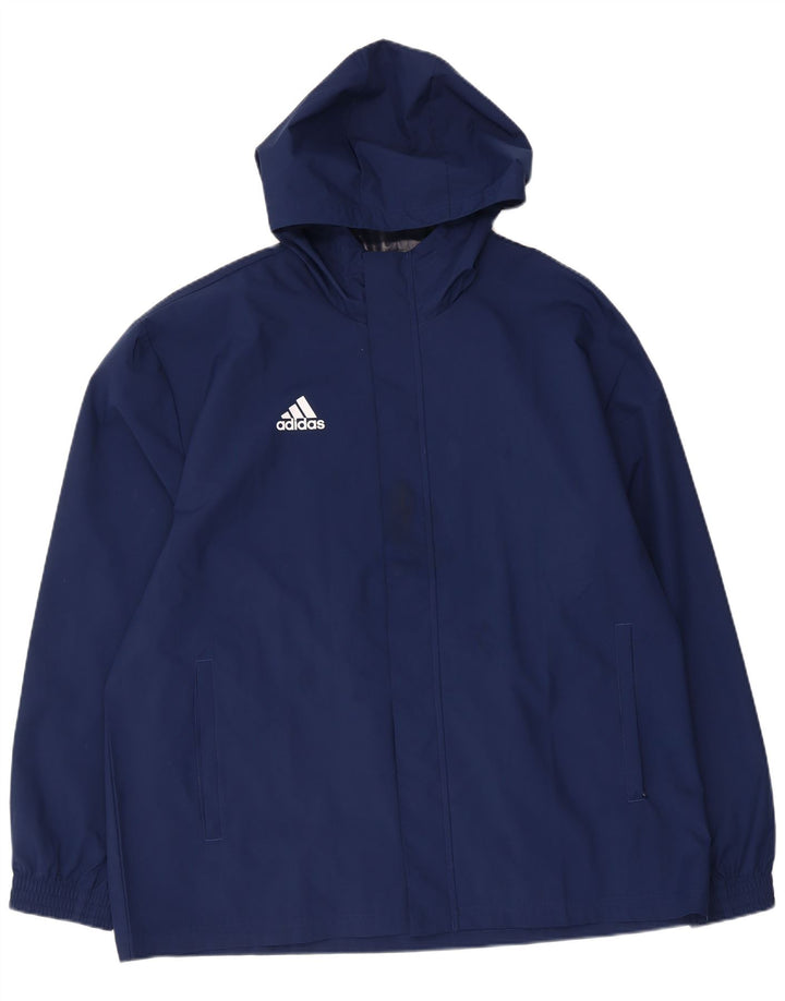 Adidas Chaqueta impermeable con capucha para hombre UK 42 XL Poliéster azul marino
