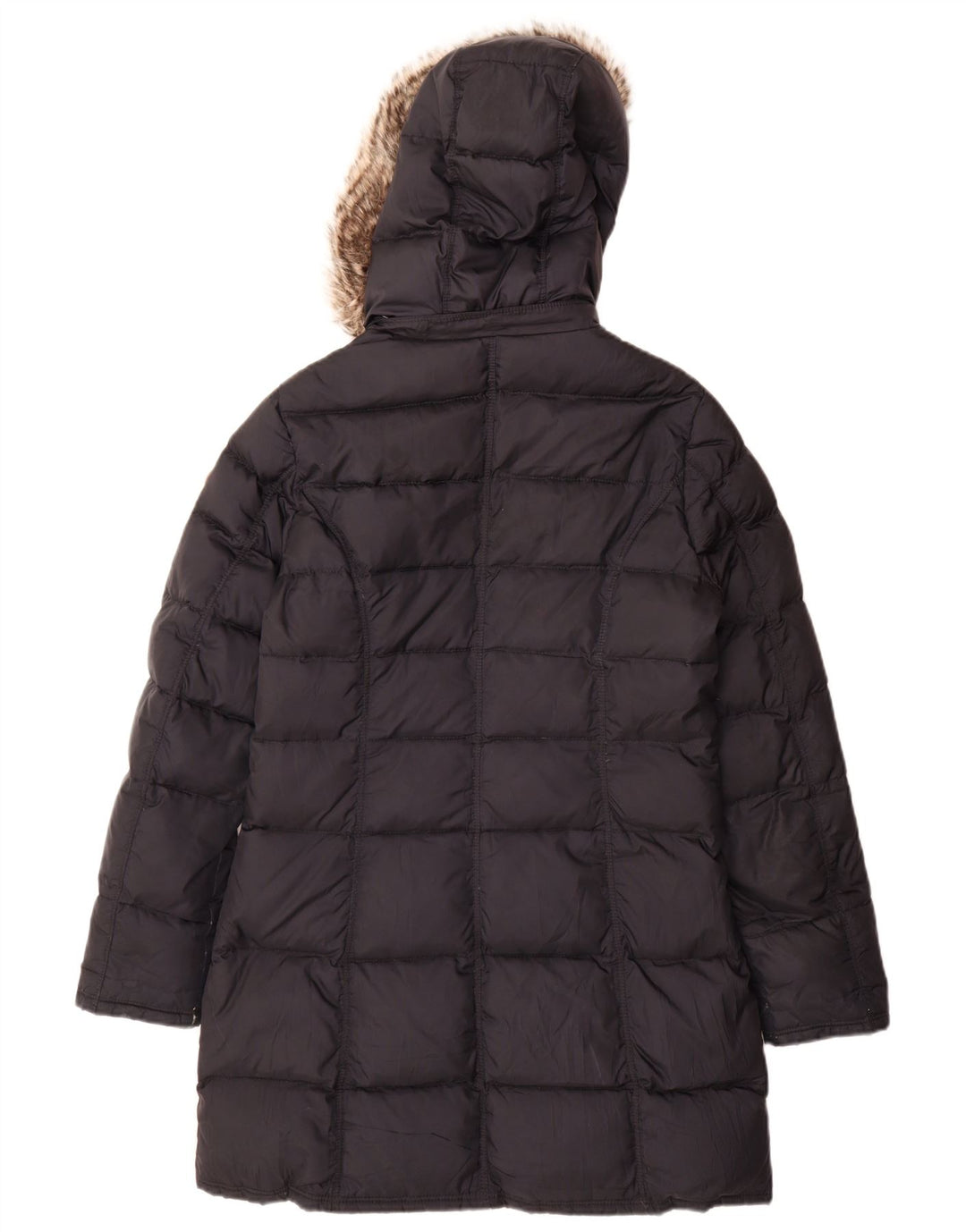 Tommy Hilfiger Abrigo acolchado con capucha para mujer UK 44 Poliéster azul marino mediano