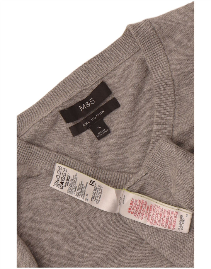 Marks & Spencer Jersey con cuello en V para hombre XL Algodón gris