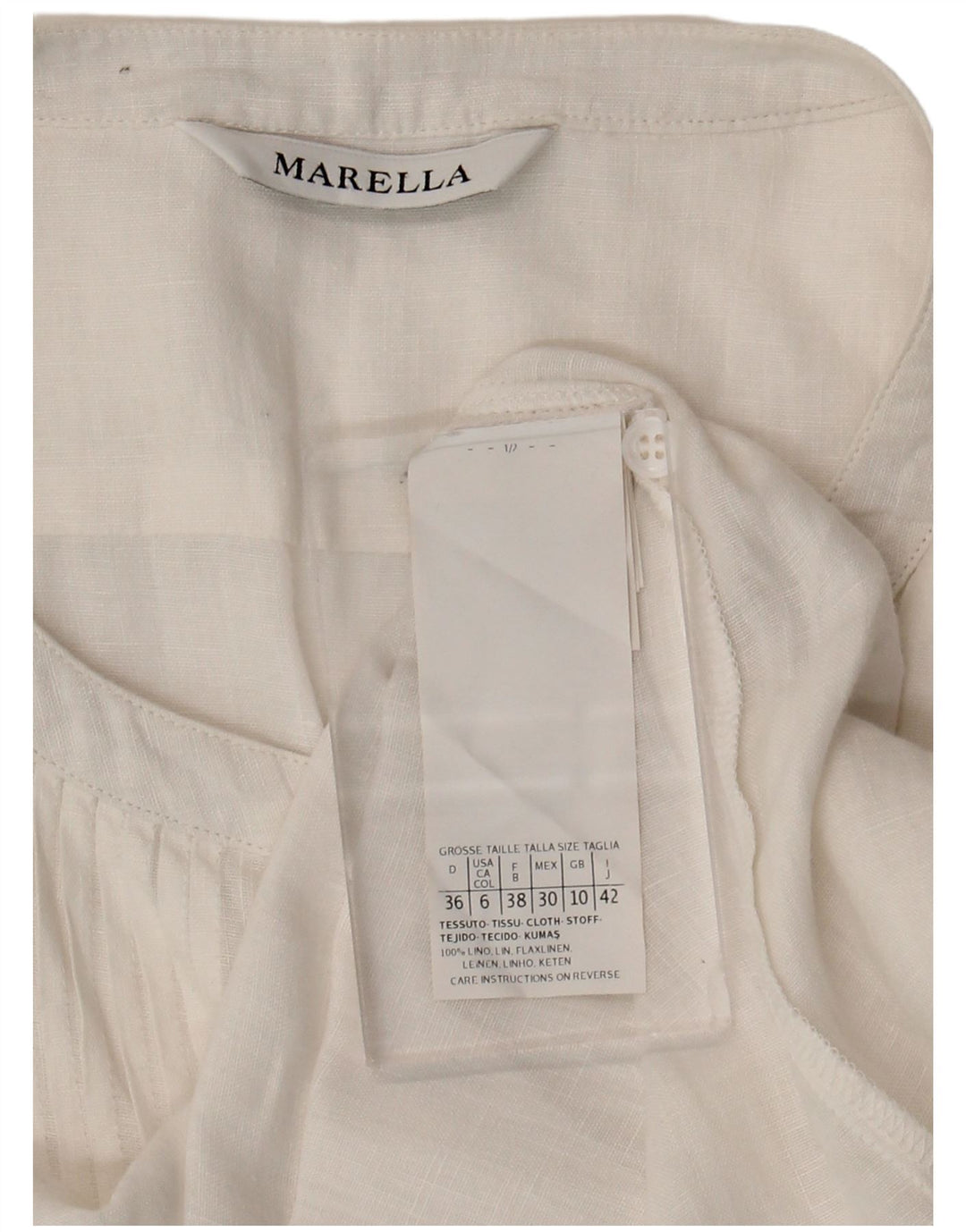 Marella Blusa camisera extragrande para mujer UK 10 Small White Linen