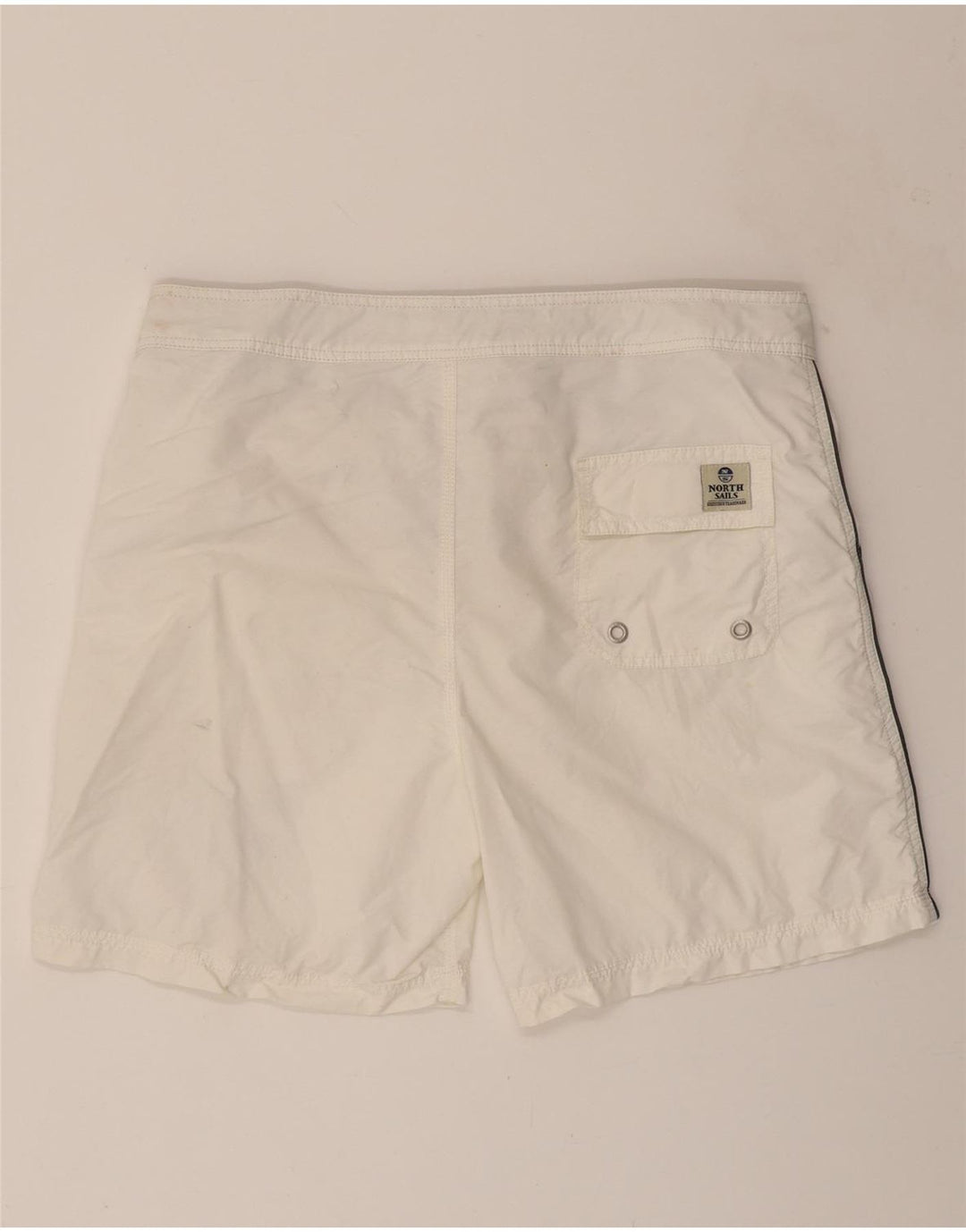 NORTH SAILS Mens Graphic Swimming Shorts Large  White Cotton Vintage North Sails and Second-Hand North Sails from Messina Hembry 