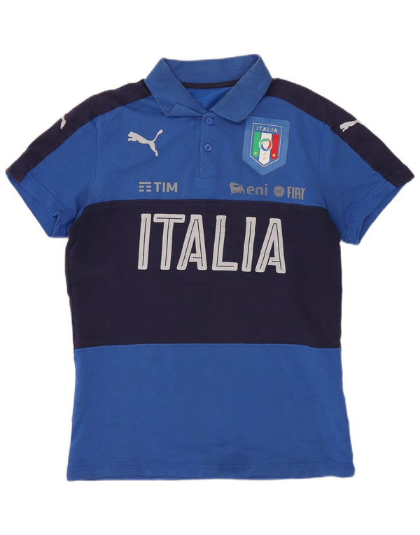 Puma Polo Italia Graphic para hombre, color azul pequeño, deportivo de algodón con bloques de color