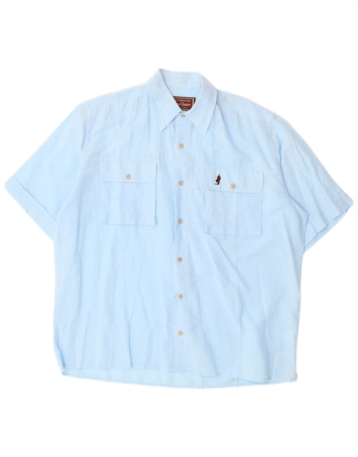 Camisa Marlboro Classics Hombre Manga Corta Azul Medio