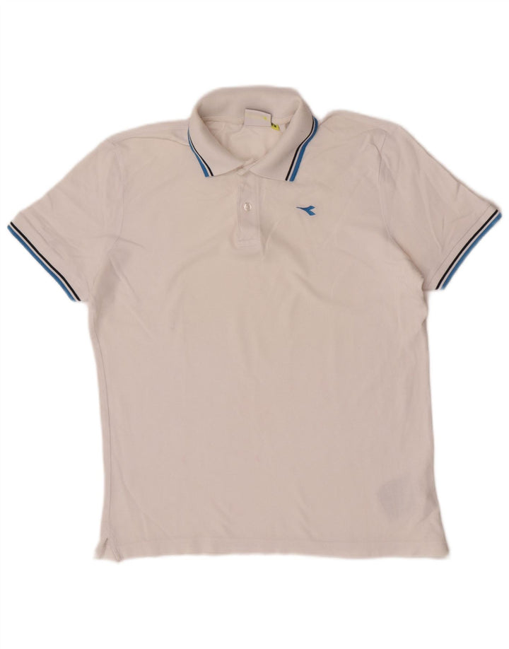 Diadora Polo Hombre De Algodón A Rayas Blanco Mediano