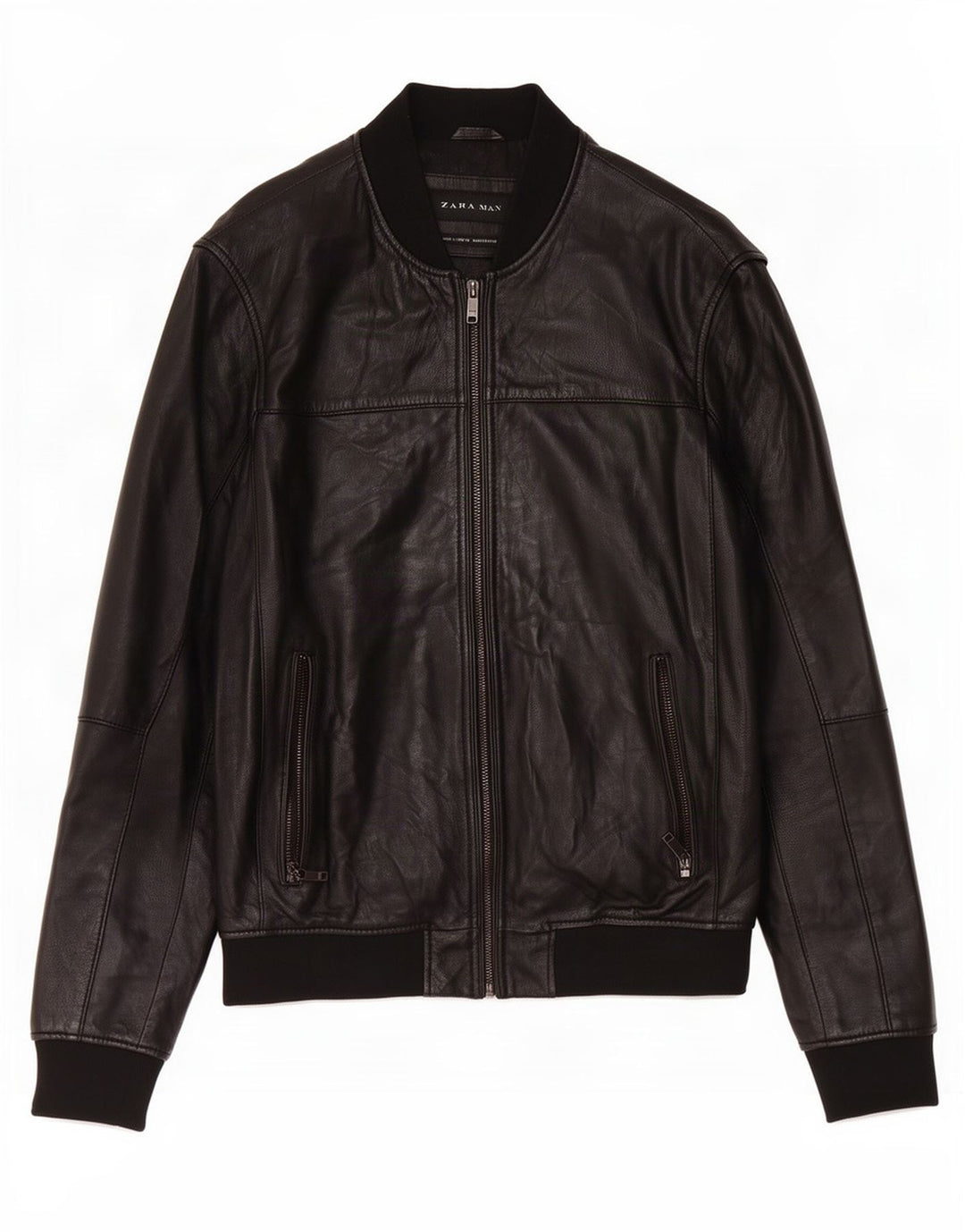 Zara Chaqueta de cuero para hombre Reino Unido 40 Grande Negro