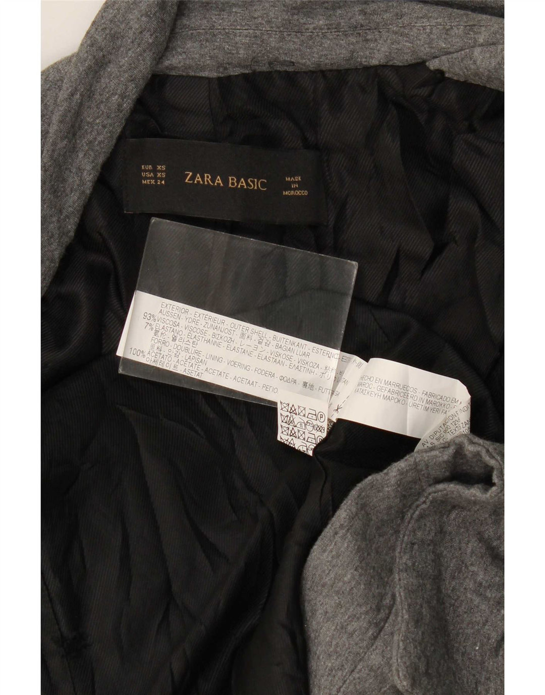 Zara Chaqueta Americana Abierta De Gran Tamaño para Mujer UK 6 XS Viscosa Gris