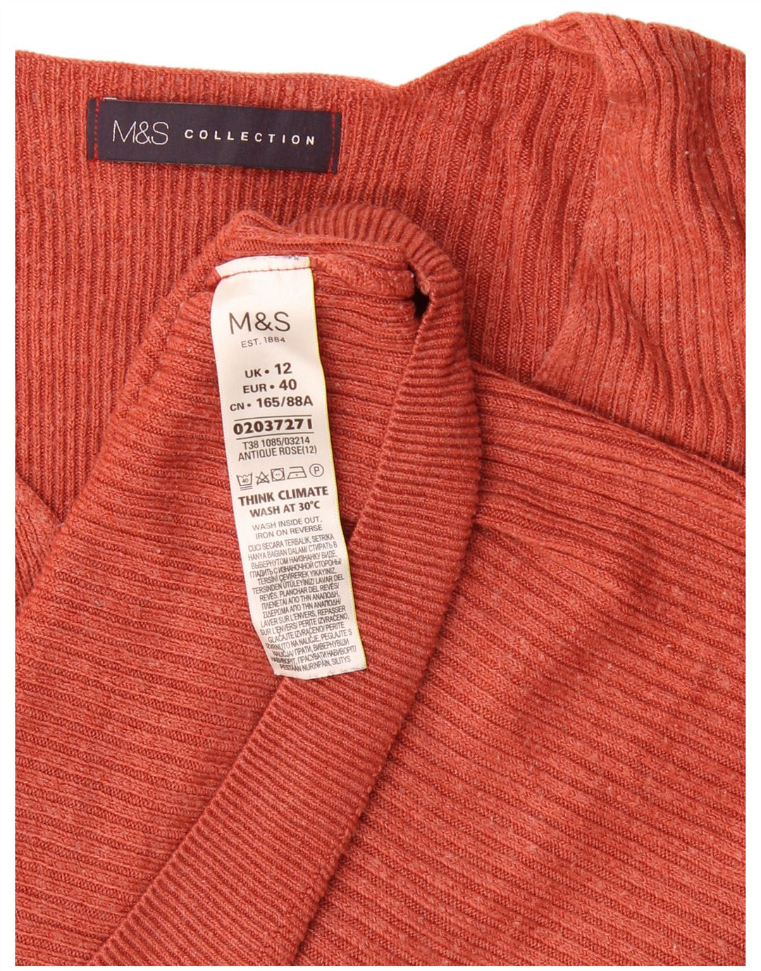 Marks & Spencer Suéter con Cuello en V para Mujer UK 12 Acrílico Marrón Medio
