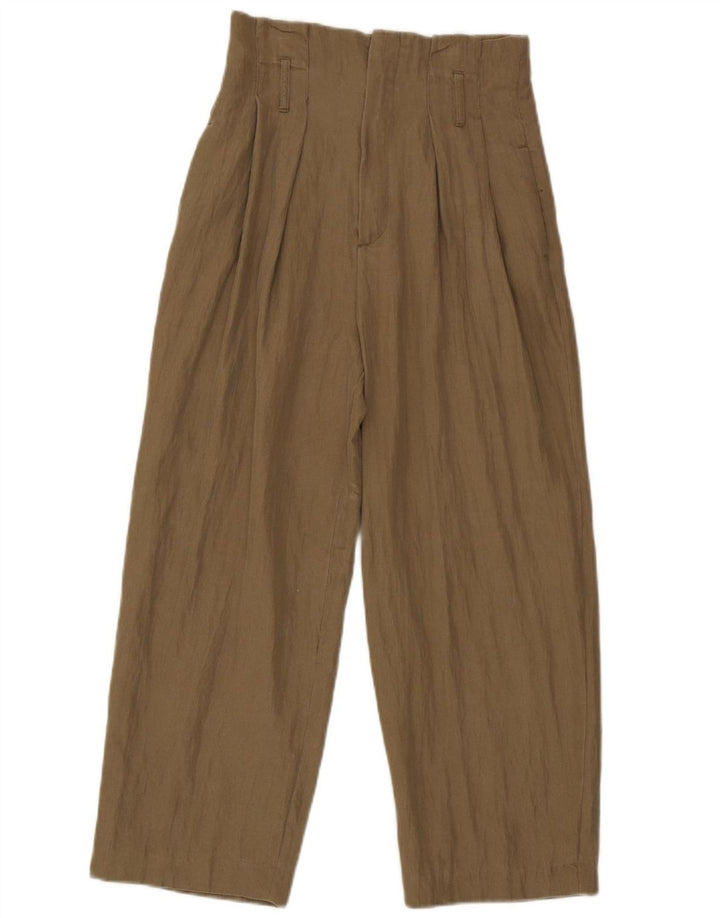 Zara Mujer Pantalones Cortos Pegged Pequeños W26 L24 Caqui