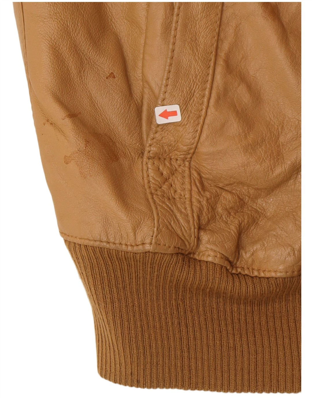 Vintage hombres militar bombardero chaqueta de cuero Reino Unido 38 medio beige