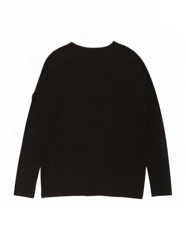 Zara Mujer Top Extragrande Manga Larga UK 10 Small Negro