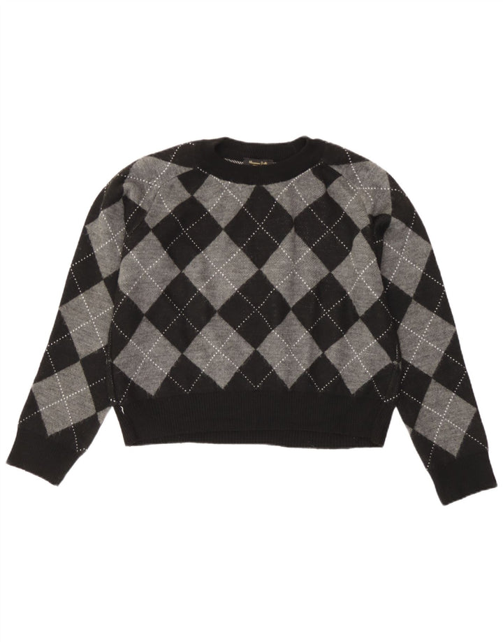 Massimo Dutti Jersey Corto con Cuello Redondo para Mujer UK 10 Small Negro