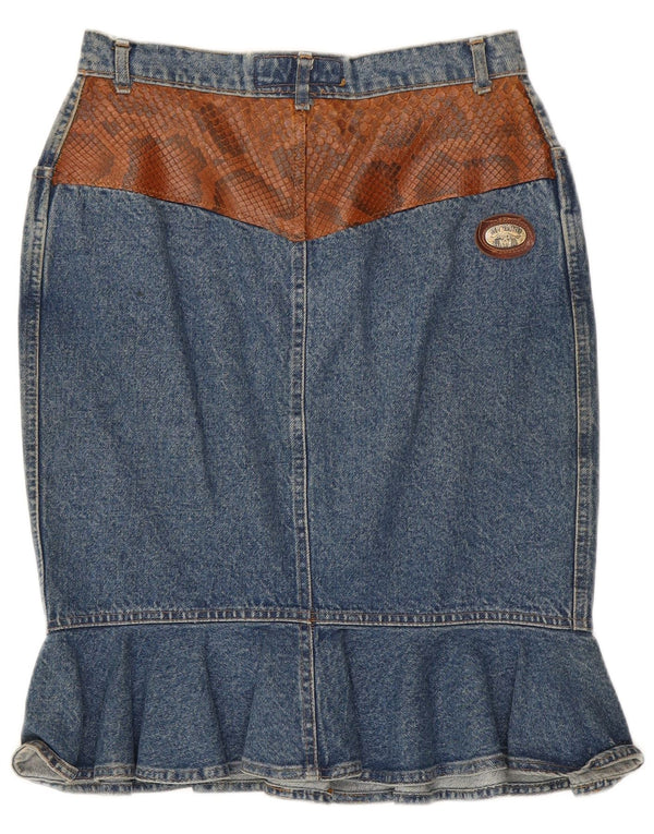 Sem Vaccaro Falda Vaquera Mujer IT 44 Medium W28 Azul Animal Print Algodón